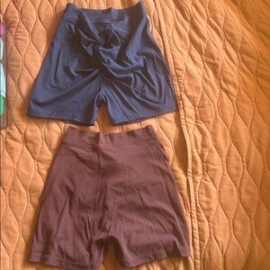 Blue and Brown Biker Shorts Set
